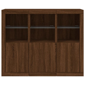 vidaXL Sideboards with LED Lights 3 pcs Brown Oak Engineered Wood