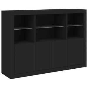 vidaXL Sideboards with LED Lights 3 pcs Black Engineered Wood