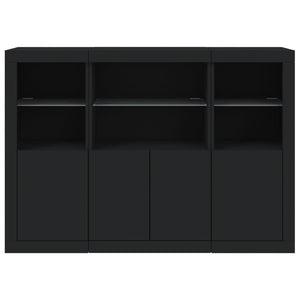 vidaXL Sideboards with LED Lights 3 pcs Black Engineered Wood