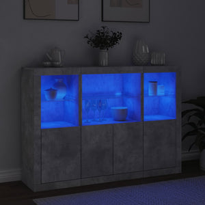 vidaXL Sideboards with LED Lights 3 pcs Concrete Grey Engineered Wood