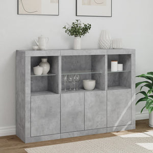 vidaXL Sideboards with LED Lights 3 pcs Concrete Grey Engineered Wood