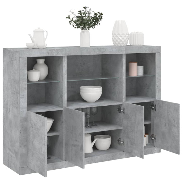 vidaXL Sideboards with LED Lights 3 pcs Concrete Grey Engineered Wood