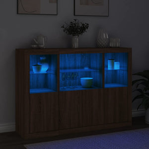 vidaXL Sideboards with LED Lights 3 pcs Brown Oak Engineered Wood