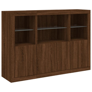 vidaXL Sideboards with LED Lights 3 pcs Brown Oak Engineered Wood