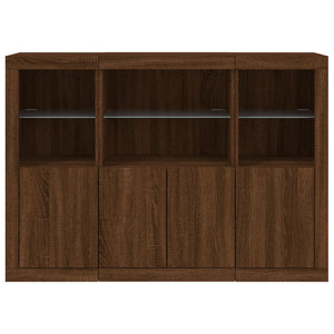 vidaXL Sideboards with LED Lights 3 pcs Brown Oak Engineered Wood