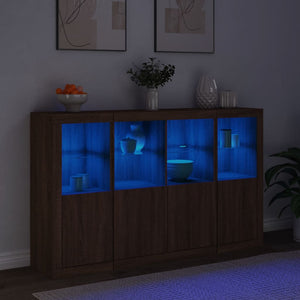 vidaXL Sideboards with LED Lights 3 pcs Brown Oak Engineered Wood