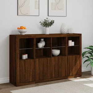 vidaXL Sideboards with LED Lights 3 pcs Brown Oak Engineered Wood