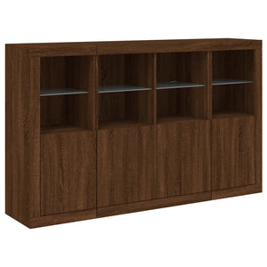 vidaXL Sideboards with LED Lights 3 pcs Brown Oak Engineered Wood