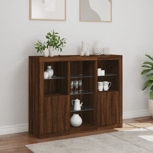 vidaXL Sideboards with LED Lights 3 pcs Brown Oak Engineered Wood