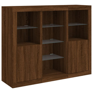 vidaXL Sideboards with LED Lights 3 pcs Brown Oak Engineered Wood