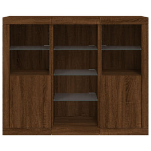 vidaXL Sideboards with LED Lights 3 pcs Brown Oak Engineered Wood