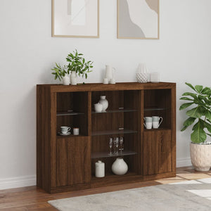 vidaXL Sideboards with LED Lights 3 pcs Brown Oak Engineered Wood