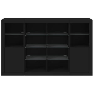 vidaXL Sideboards with LED Lights 3 pcs Black Engineered Wood