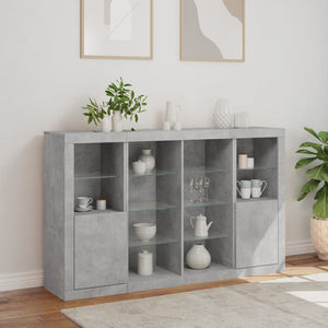 vidaXL Sideboards with LED Lights 3 pcs Concrete Grey Engineered Wood