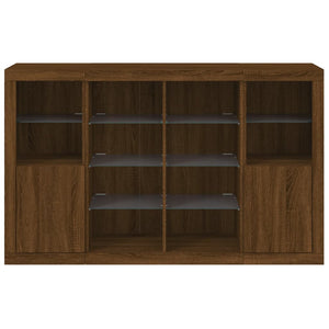 vidaXL Sideboards with LED Lights 3 pcs Brown Oak Engineered Wood