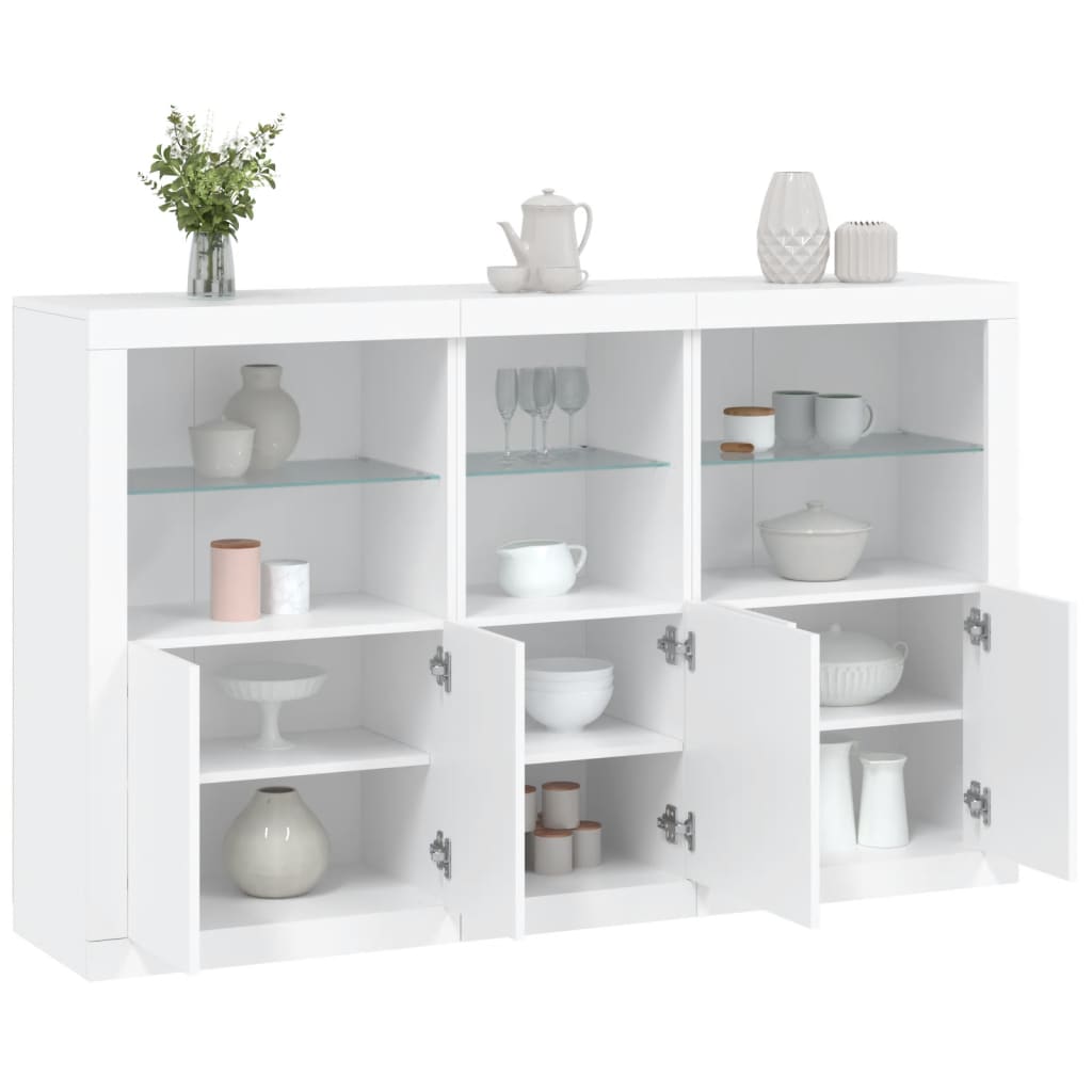 vidaXL Sideboard with LED Lights White 162x37x100 cm