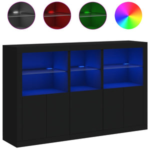 vidaXL Sideboard with LED Lights Black 162x37x100 cm