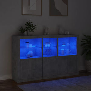 vidaXL Sideboard with LED Lights Concrete Grey 162x37x100 cm