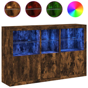 vidaXL Sideboard with LED Lights Smoked Oak 162x37x100 cm