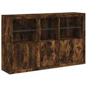 vidaXL Sideboard with LED Lights Smoked Oak 162x37x100 cm