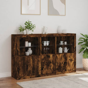 vidaXL Sideboard with LED Lights Smoked Oak 162x37x100 cm