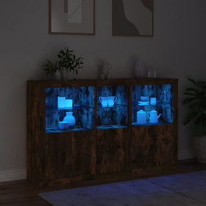 vidaXL Sideboard with LED Lights Smoked Oak 162x37x100 cm