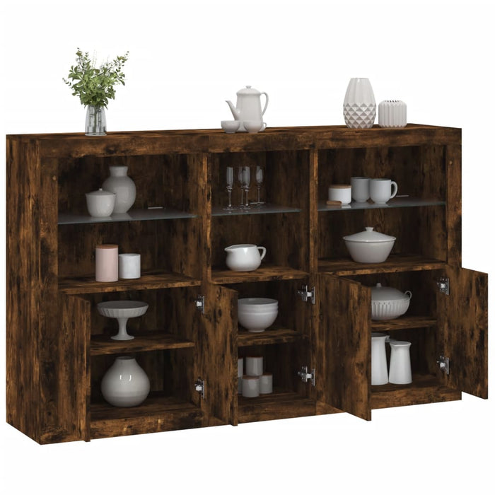 vidaXL Sideboard with LED Lights Smoked Oak 162x37x100 cm