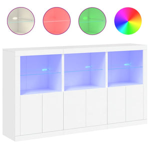 vidaXL Sideboard with LED Lights White 181.5x37x100 cm