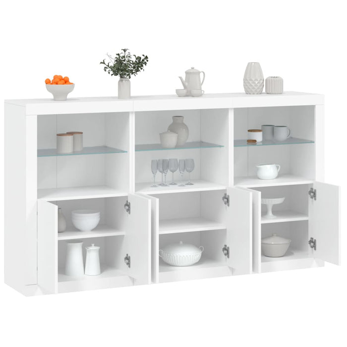 vidaXL Sideboard with LED Lights White 181.5x37x100 cm