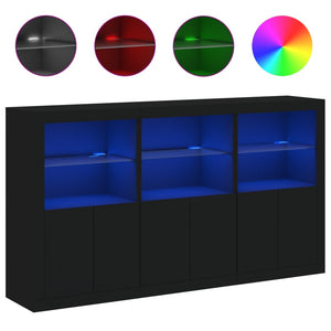 vidaXL Sideboard with LED Lights Black 181.5x37x100 cm