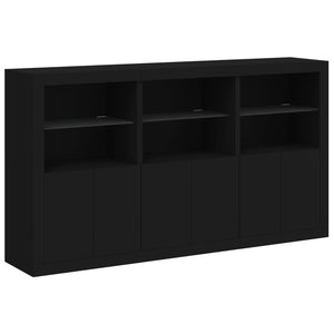 vidaXL Sideboard with LED Lights Black 181.5x37x100 cm