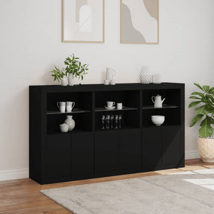 vidaXL Sideboard with LED Lights Black 181.5x37x100 cm