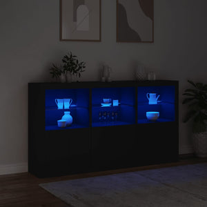 vidaXL Sideboard with LED Lights Black 181.5x37x100 cm