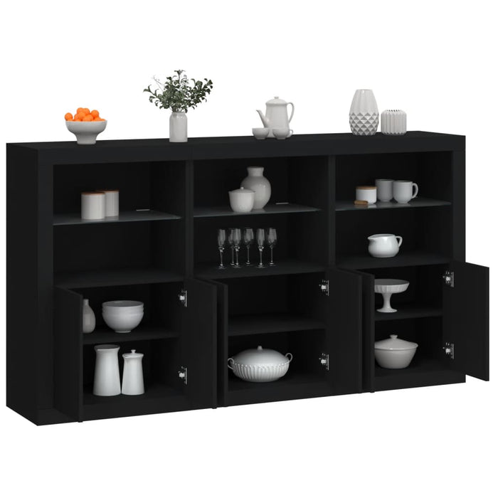 vidaXL Sideboard with LED Lights Black 181.5x37x100 cm