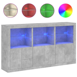 vidaXL Sideboard with LED Lights Concrete Grey 181.5x37x100 cm