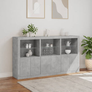 vidaXL Sideboard with LED Lights Concrete Grey 181.5x37x100 cm