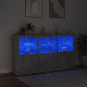 vidaXL Sideboard with LED Lights Concrete Grey 181.5x37x100 cm