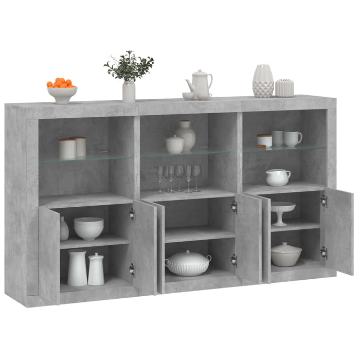 vidaXL Sideboard with LED Lights Concrete Grey 181.5x37x100 cm