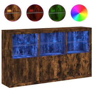 vidaXL Sideboard with LED Lights Smoked Oak 181.5x37x100 cm