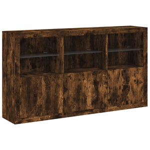 vidaXL Sideboard with LED Lights Smoked Oak 181.5x37x100 cm