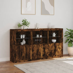 vidaXL Sideboard with LED Lights Smoked Oak 181.5x37x100 cm