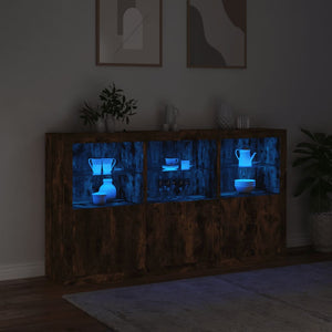 vidaXL Sideboard with LED Lights Smoked Oak 181.5x37x100 cm