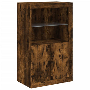 vidaXL Sideboard with LED Lights Smoked Oak 181.5x37x100 cm