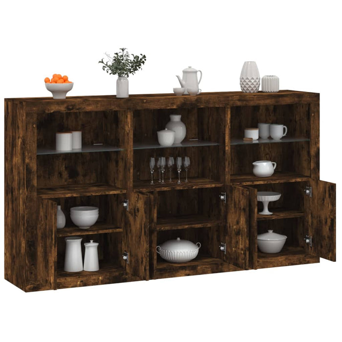 vidaXL Sideboard with LED Lights Smoked Oak 181.5x37x100 cm