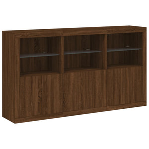 vidaXL Sideboard with LED Lights Brown Oak 181.5x37x100 cm