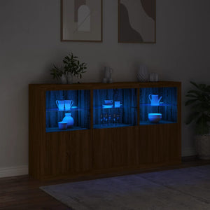 vidaXL Sideboard with LED Lights Brown Oak 181.5x37x100 cm