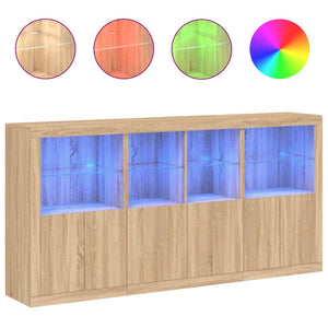 vidaXL Sideboard with LED Lights Sonoma Oak 202x37x100 cm