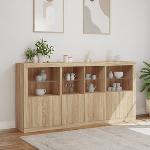 vidaXL Sideboard with LED Lights Sonoma Oak 202x37x100 cm