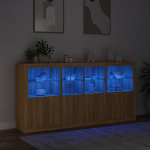 vidaXL Sideboard with LED Lights Sonoma Oak 202x37x100 cm