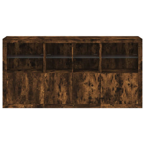 vidaXL Sideboard with LED Lights Smoked Oak 202x37x100 cm